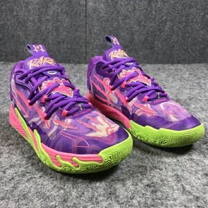 Puma MB.03 Shoes Boys Size 6 Purple Neon Green Lamelo Ball Basketball 379268-01
